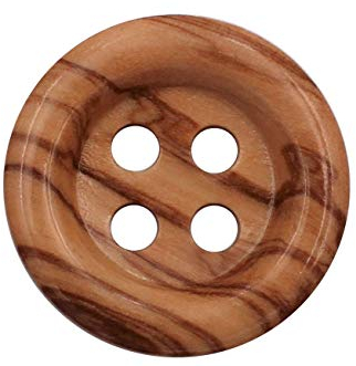 5 Stück echte Oliven Holzknöpfe 4 Loch europäische Fertigung Holzknopf tolle Maserung erhöhter Rand leicht (27mm)