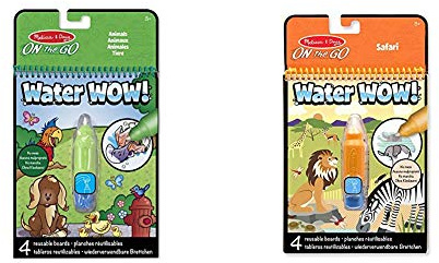 Melissa & Doug 15376 Malblock-Enthüllung mit Wasser-Tiere, Mehrfarben & Water Wow Malblock - Malen mit Wasser - Safari (4 Seiten)