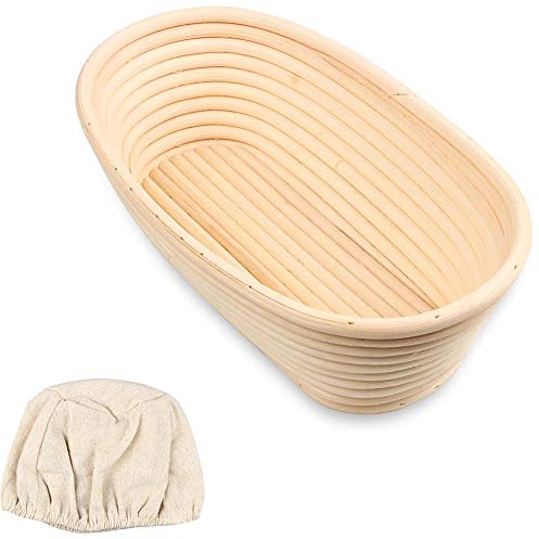 Gärkörbchen Rund, Gärkörbchen,Der Ideale Gärkorb Für Brotteig Aus Natürlichem Peddigrohr,mit Leineneinsatz (Oval 30cm)