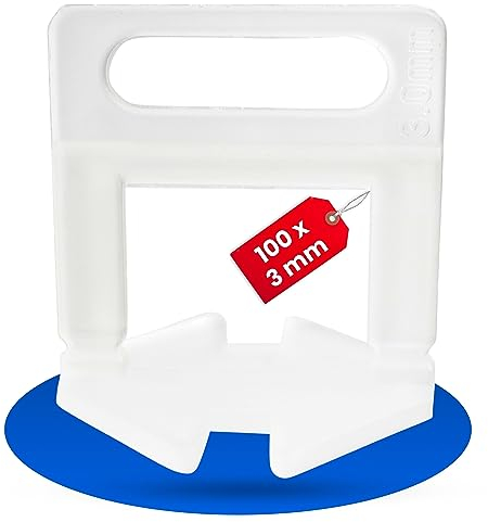 Croisillons auto-nivelants pour carrelage, Largeur de joint de 3 mm et hauteur de carreaux de 3 à 15 mm, 100 pièces, Système de nivellement carreaux, Aide à la pose, Outils carrelages, Entretoises