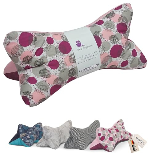 Leseknochen Muster Nackenkissen Handmade in D, waschbar (Lovely Dots Beere)