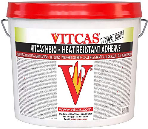 VITCAS 20 KG HB10-Rapid Setting Heat Resistant Adhesive 750ºC: High-performance, quick-setting adhesive for high-temperature applications, ideal for stoves, ovens, & industrial equipment, up to 750ºC.