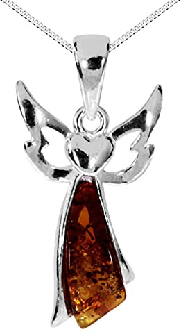 Ostsee-Schmuck - Kette mit Anhänger - Engel - Silber 925/000 - Bernstein - Unisex - Erwachsene (Klassisch)