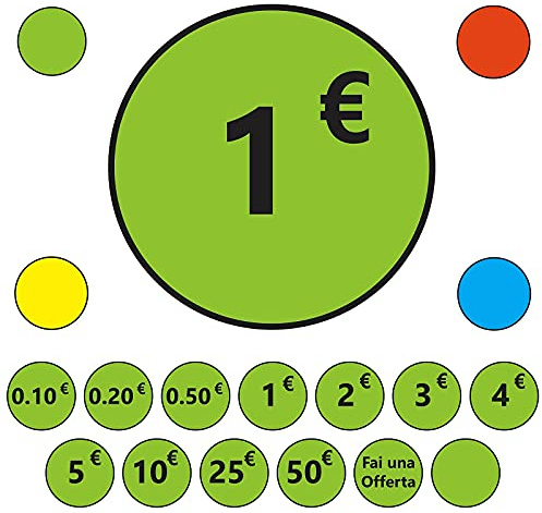 1120 Euro-Preiseetiketten farbig ideal für Garagenmärkte, Märkte, Geschäfte, Rabatte / Preisschilder / Preisschilder / Verkaufsschilder / Verkaufsschilder / Verkaufsaufkleber