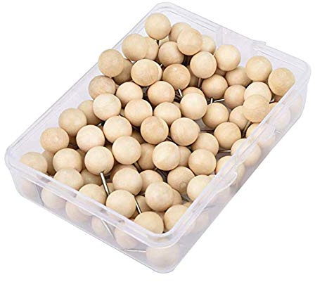 60 Stücke Runde Holz Reißzwecke Kreative Dekorative Zeichnung Push Pins Holz Kopf und Stahl Nadelspitze Reißzwecken für Fotos, Karten und Kork Boards 6,8 * 5,4 * 2,4 cm Praktisch und beliebt Praktisc