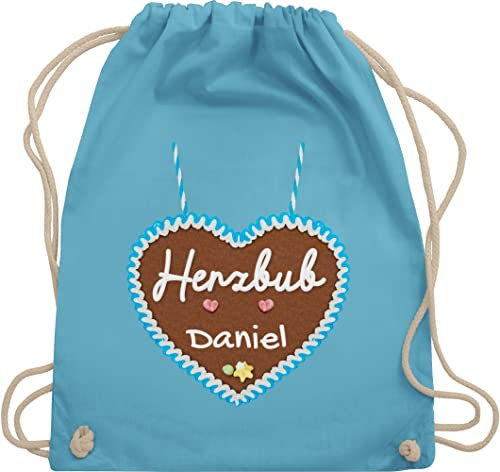 Turnbeutel Rucksack - Kompatibel Oktoberfest - Herzbub Lebkuchenherz - Unisize - Hellblau - oktoberfest-tasche trachten herzbube tasche trachtenrucksack bayrisch herzbuben beutel trachtenrucksäcke