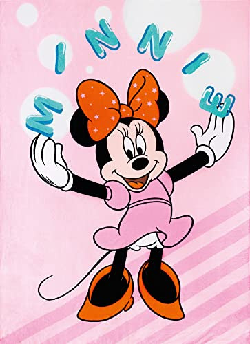Große Minnie Mouse Wohn-Decke Pink 130 x 170 cm super weiche Coral-Fleecedecke Mikroflausch Kuscheldecke Sofadecke Minnie Maus Disney Mickey Daisy Donald Goofy Love Gril Mädchen pass zur Bettwäsche