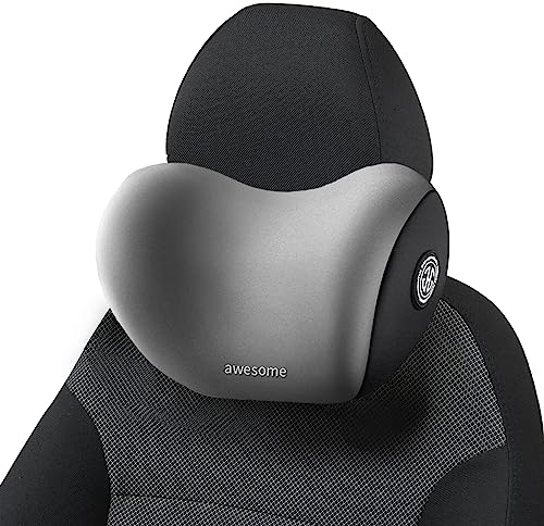 Almohada para el Cuello del Coche, Reposacabezas del Asiento del Coche Espuma ViscoeláStica Correas Ajustables Hombros, Funda ExtraíBle, Adecuada para Conducir, Jugar, Asiento de Oficina (Gris)