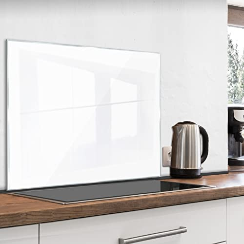 murando Glass Splashback for Kitchen 80x60 cm / 32x24 Backsplash Cooker | Protector Tempered Glass Decorative Wall Art Panel Heat Resistant Graphic White