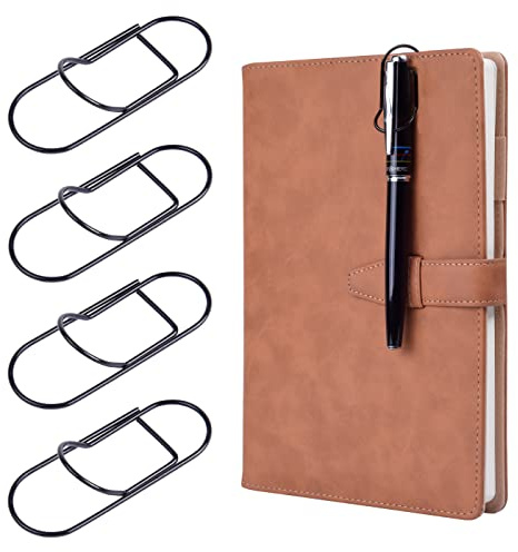 Wisdompro 12 stycken pennhållare, anteckningsbok, metall, 2,1 x 6 cm, stiftklämma för anteckningsbok, böcker, journal, klämbräda, gem stor för nästan alla pennstorlekar (svart)