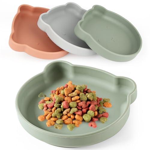 Gamelle plate pour chat - En silicone - Avec ventouse - Pour nourriture sèche et humide