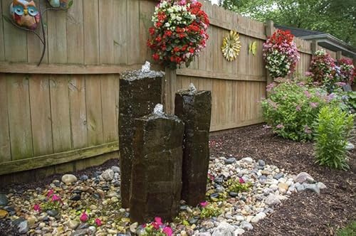Natural Stone Mongolian Basalt Column Fountain, Set of 3