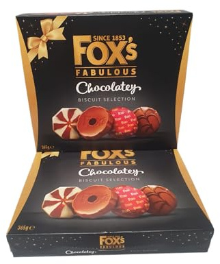 Decadent Chocolatey Biscuit Selection by Fox - 2 Pack 365g, Artisanal Cookie Assortment Perfect Sweet Treat