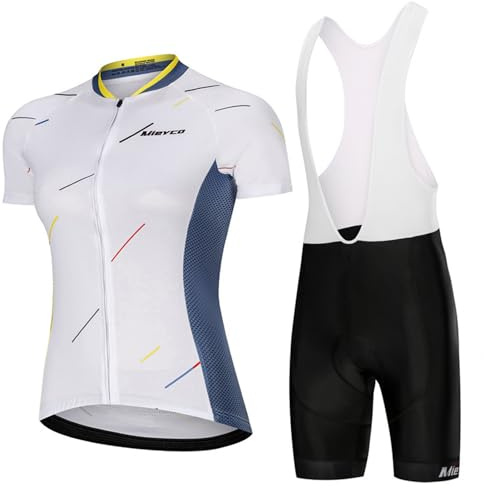 Conjunto Ciclismo Mujer Verano Ropa Bici MTB Manga Corta Maillot Ciclista | Camiseta Ciclo y Culotte Tirantes Carretera con 19D Gel Acolchado,Completa Traje Bicicleta Transpirable Secado Ráido