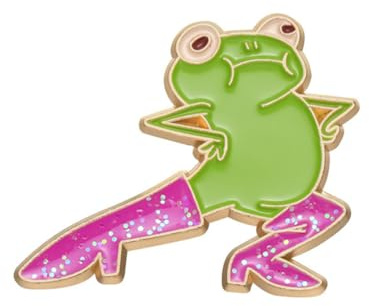 Caiyao Pink Glitter Boots Cute Frog Enamel Pins for Women High Heeled Shoes Cartoon Frog Novel Funny Hard Enamel Pins for Backpacks Badges Hats Jackets-Frog