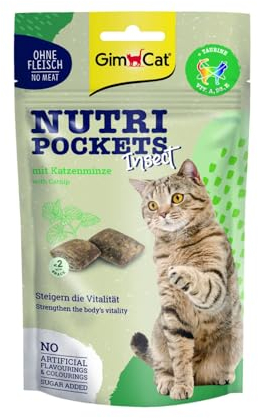 GimCat Nutri Pockets Insekt & Katzenminze - Knuspriger Katzensnack mit funktionalen Inhaltsstoffen - 1 Beutel (1 x 60 g)
