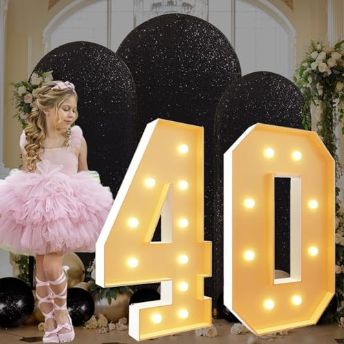Lot de 40 chiffres lumineux géants en mousse prédécoupés pour ballons - 70 cm - Pour décoration de fête, anniversaire, mariage, anniversaire de mariage