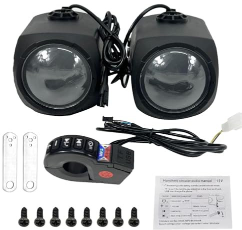 stereo per moto, kit stereo Hi-Fi per moto, altoparlanti da manubrio, altoparlanti per moto, 12-80 V, di amplificazione audio resistente alle intemperie, per adulti, donne, uomini