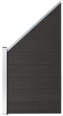 Sufrk Zaunelement WPC 95x(105-180) cm Sichtschutzzaun Garden Fence Sichtschutz Zaunelemente Sichtschutz Zaun Schwarz