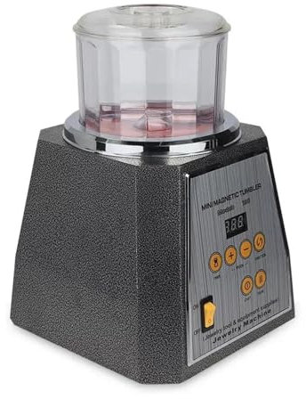 YQVEOT Smerigliatrice da Banco Lucidatrice rotativa a Bicchiere Magnetico KT-130, Strumenti for la Pulizia dei Gioielli AC con Macchina di Finitura con Aghi for lucidatura da 200 g