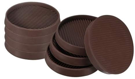 M METERXITY 8-Pack Furniture Coasters Cups, 4 Round Rubber Anti Slide Floor Protector Pads for Sofa Chair/Piano Stopper, Furniture Caster Leg Non Slip Feet Cups [Brown]