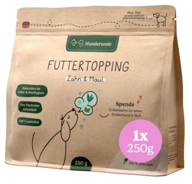 Hunderunde – Futtertopping Zahn & Maul 250g – natürliche Maulhygiene & frischer Atem I Algen Kräuter Petersilie Pfefferminze Thymian Anis