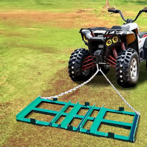 GarveeLife 122 cm Drag Egge Auffahrt, Auffahrt, Grader Landschafts-Power-Rechen für ATV, UTV, Traktor, Rasenmäher, Abschleppen hinter Hof, Rasen-Nivellierwerkzeug mit 1,8 m robuster Kette