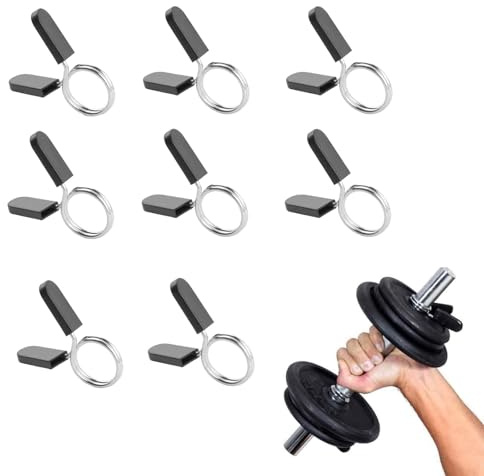 8 PCS Spring Collar Clips, 25mm Spring Steel Weight Clips Metal Clamps, Barbell Clips Collars for Weightlifting and Strength Training Essential