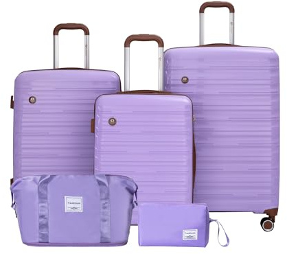 Travelhouse Ascona Resväskesset, 5-delat, koffer med hjul, Polykarbonat + ABS hårt skal, resväska och kulturväska, handbagageset, 77x30x53 cm
