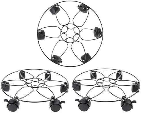 Rodrones de planta con ruedas, base de rodadura de plantas,Migriante de planta de carro de flores con ruedas | Pallet de plantador de metal de servicio pesado 3x con 6 ruedas para macetas de flores al