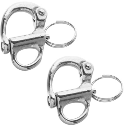 Abaodam 2pcs Self-locking Shackle Rope End Snap Hook Quick Release Carabiner Mini Shackle for Sailboats Rigging Boat Accessories Stainless Steel