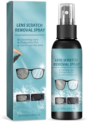 Lens Scratch Removal Spray, 3.38 fl oz, Anti-Static Cleaning Care with Protective Film, Portable Glass Repair Solution