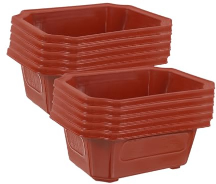 Mikikit 10 Stück Bonsaischale Pflanzer Drinnen Töpfe Mit Entwässerung Pflanzen Blumentopf Bonsai-baumtopf Anlage Aus Bonsai -Pflanze Outdoor-töpfe Für Pflanzen Pflanzbehälter Rot Plastik