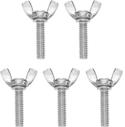 sourcing map 5Pcs 1/4-20 x 1 Wing Butterfly Screw Bolts, 304 Stainless Steel Machine Fastener, Thumb Hand Screws for Electronic Equipment, Silver Tone