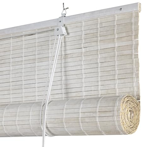 Tenda a rullo in bambù Premium listelli 8mm ombra privacy 150x250 cm Bianco | listelli da 8mm, persiane alicantine per soggiorno, bagno, camera e cucina Tende a rullo in bambù Premium StoresDeco