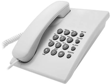 Téléphone fixe filaire de base pour personnes âgées - Téléphone domestique analogique avec rappel maintenu - Petit bureau mural