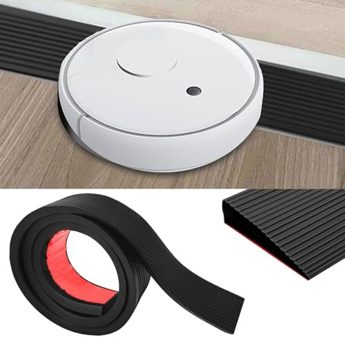 Dörrtröskelramp, svart gummiramp, tröskelramp, rullstolsramp upp till 800 kg, lastbar uppkörningsramp för robotdammsugare, rullator, barnvagn, e-skoter, 100 cm x 8 cm x 1 cm