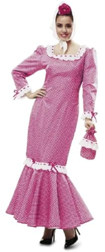My Other Me - Disfraz Madrileña Mujer, talla XXL. Incluye vestido rosa con encaje, lunares blancos y falda de vuelo,bolsito a juego, pañuelo blanco para la cabeza y mantón negro con flecos.
