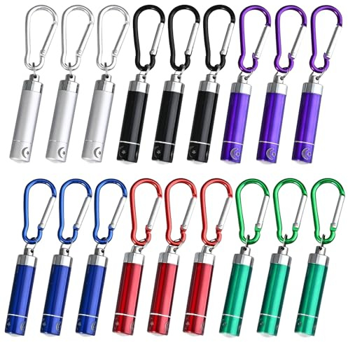 18 Stück Mini Taschenlampe Schlüsselanhänger Kinder Farbige Aluminium | Schlüsselanhänger Taschenlampe,Handlampe Geeignet für Mitbringsel Kindergeburtstag