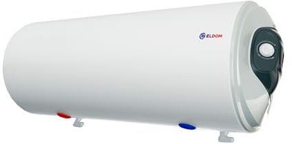 Eldom 120L Horizontal Unvented Electric Water Heater, 2kW Ceramic Heating Element, Enamelled Steel Tank with Zirconium Coating & Dual Magnesium,Thermostat, 6-Level Safety, Wall Mounted – 230V