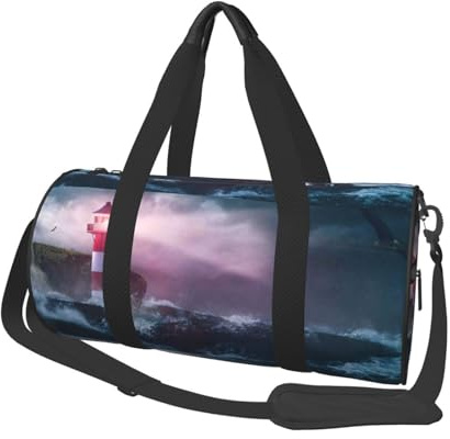 Salelf Lighthouse Waves Torrential Rain für Seesack, wasserdichte große Seesack, Weekender Bag, Turnbeutel, Sporttasche, Übernachtungstasche