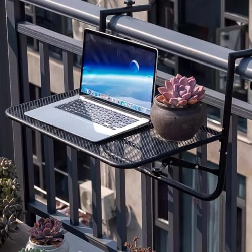 Faltbarer Balkontisch für Geländer Outdoor Bartisch Platzsparend Schwarz Couchtisch Multifunktional Terrassenmöbel 60x40cm Perfekt für kleine Räume