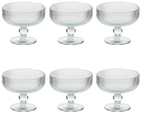 Paris Prix Secret de Gourmet - Lot de 6 Coupes à Glace Strie Ema 34cl Transparent