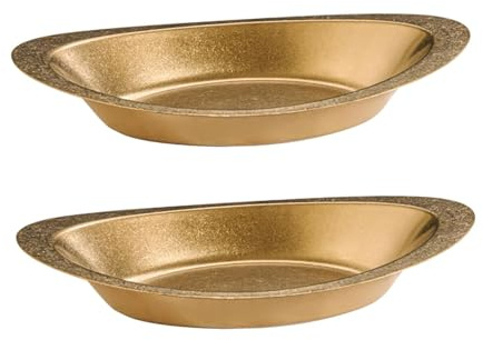 FytStycale Juego de 2 Cuencos de Curry, Platos Hondos de Metal, Cuencos Decorativos para Servir, Cuencos para Patatas Fritas, Secos, Y Postres, Oro, Individual