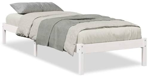 Generisch Massivholz Bettgestell, bettgestell 90 x 220 cm mit verstärkten Stützfüßen, atmungsaktives Latten-Design für Komfortables Schlafen, geeignet für Schlafzimmer & Gästezimmer (Weiß)