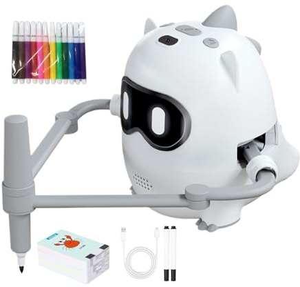 Robot de dessin, conception portable, blanc, vert, robot d'apprentissage interactif, projecteur de trace et de dessin, multifonctionnel, pour parc à domicile de la maternelle et de l'école maternelle