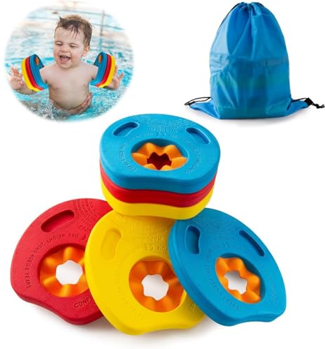 Schwimmscheiben für Kinder Schwimmen Float Discs 6Pcs mit Aufbewahrungstasche Arm Schwimmplatte Eva Rund Delphin Schwimmscheiben Geeignet für Junge Mädchen im Alter von 3-6 Jahren Schwimmen zu Lernen