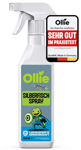 Ollie Silberfisch Spray [500 ml] - Silberfische bekämpfen mit Sofort-Effekt - Hocheffektive Abwehr von Silberfische & Papierfische - Alternative zu Silberfisch Köderdose & Silberfischfalle