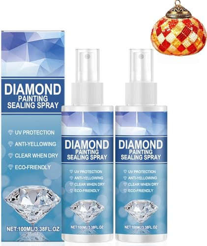 2 * 100ML Diamond Art Sealer Spray,Fast-Drying Clear Silicone Glue for Diamond Painting,High Gloss Spray Glue Adhesive,Diamond Art Accessories for DIY Kits,Diamond Art Sealer Sp/ray Glue Adhesive
