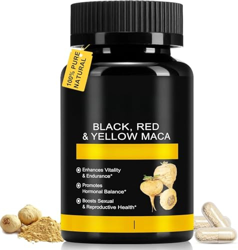 de polvo de raíz de maca orgánica con extracto de raíz | de maca peruana negra + roja + amarilla para hombres y mujeres